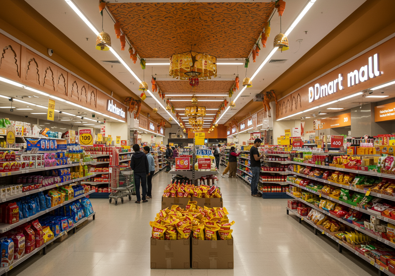 D-Mart Mall spacious interior with organized aisles